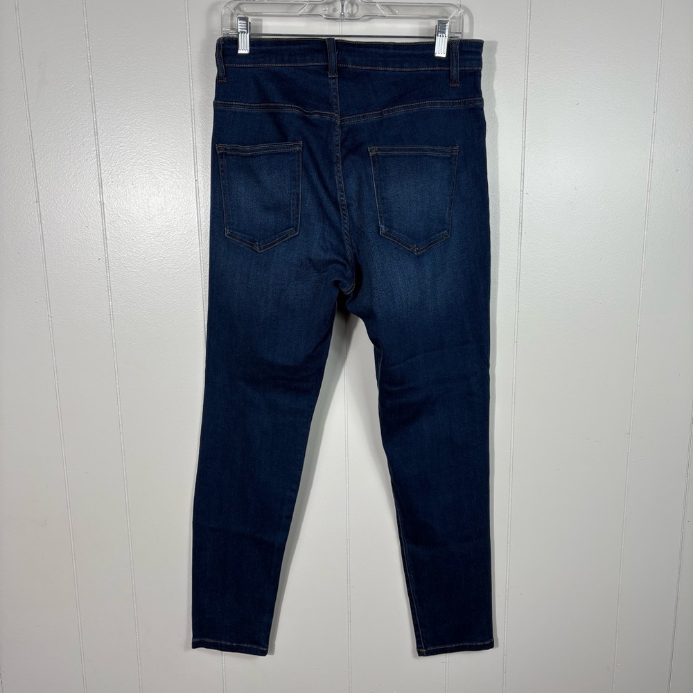 American Bazi Dark Wash Stretch Denim Distressed High Waisted Skinny Jeans 1X - Picture 4 of 8
